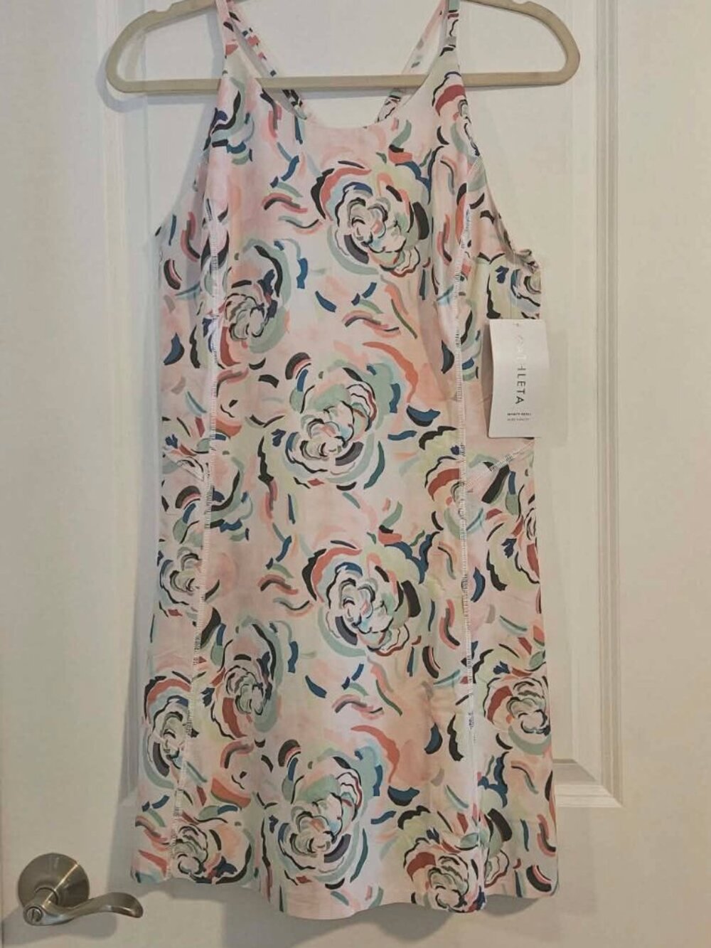 NWT Athleta Infinity Dress SP Petite Floral Racerback Built In Shorts Lined
